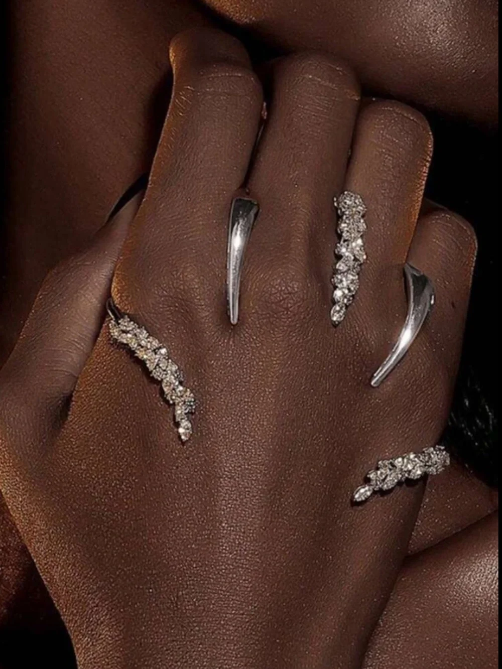 Sculptural Radiance Crystal Cuff Ring Luxury Fashion Jewelry